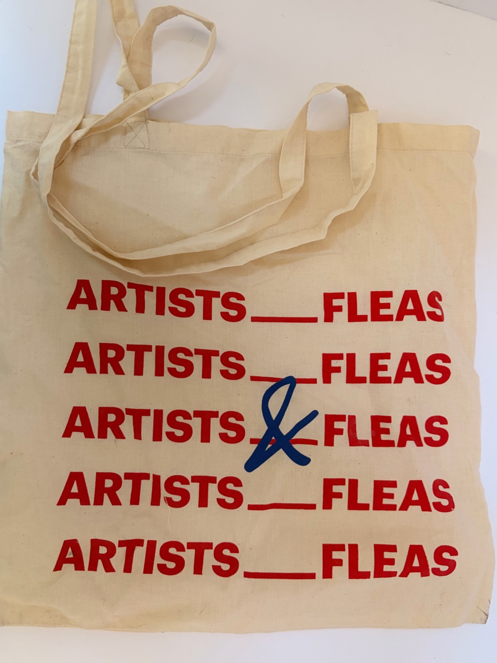 Artists Fleas Canvas Tote in Red & Blue